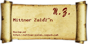 Mittner Zalán névjegykártya